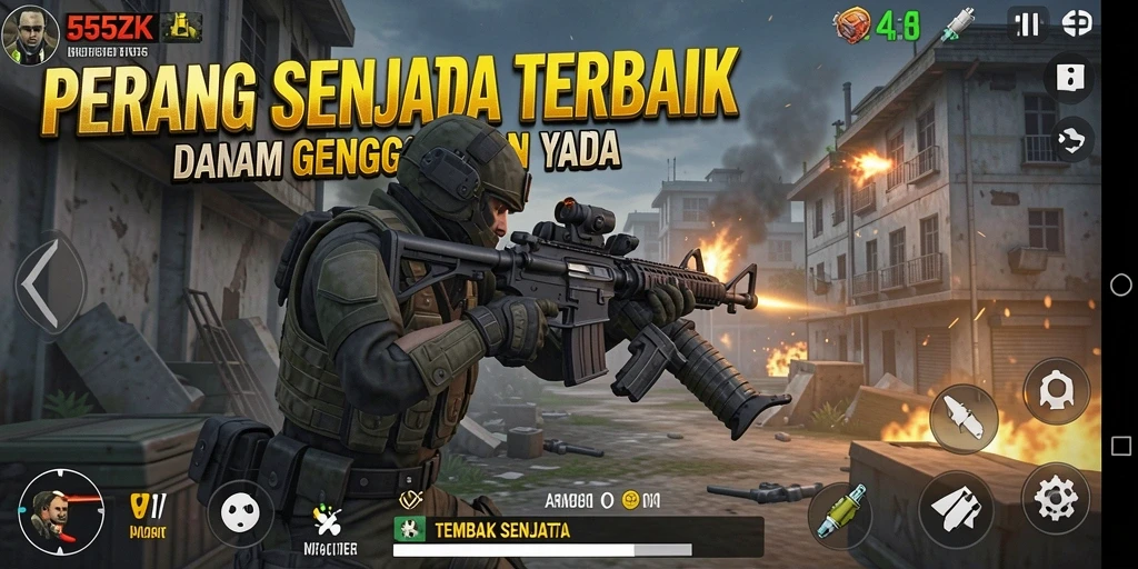 Antarmuka menakjubkan dari game Tembak Senjata 555ZK.