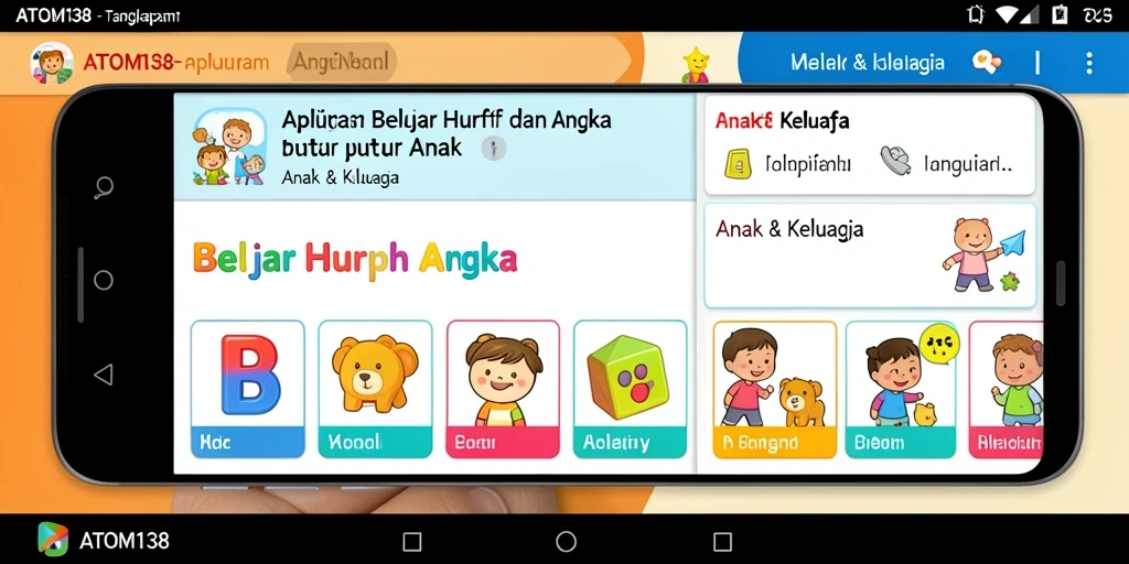Antarmuka aplikasi ATOM138 untuk Belajar Huruf dan Angka.