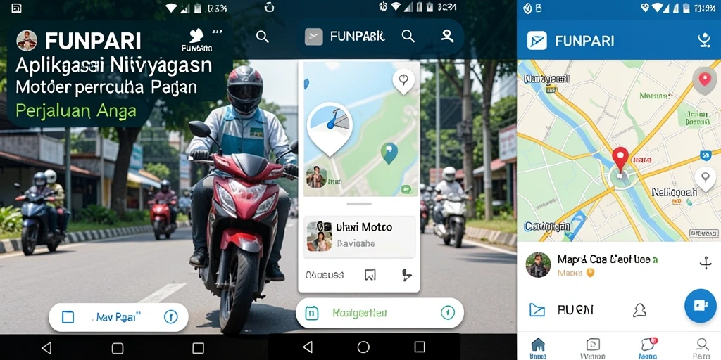 Antarmuka aplikasi FUNPARI yang intuitif untuk navigasi motor.