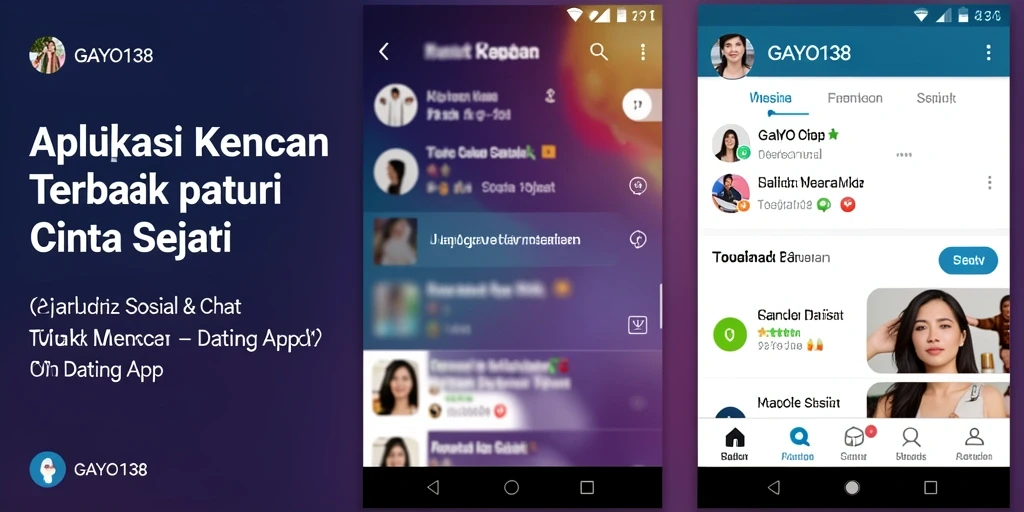Antarmuka aplikasi GAYO138 yang modern dan menarik untuk kencan.