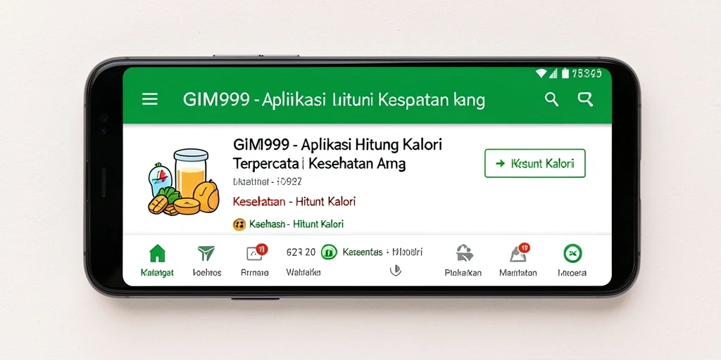 Tampilan antarmuka GIM999 yang sederhana dan informatif untuk menghitung kalori.