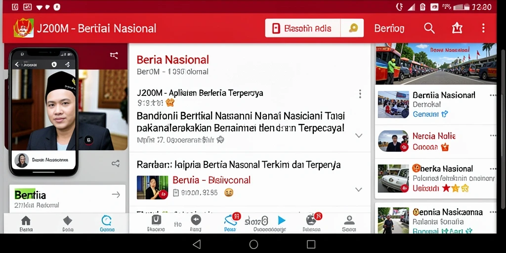 Tampilan antarmuka aplikasi J200M untuk berita nasional.