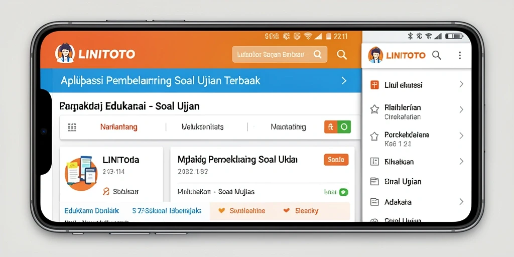 Tampilan antarmuka aplikasi LINITOTO untuk belajar soal ujian.