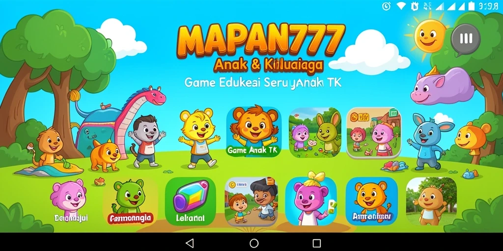 Antarmuka menarik dan menyenangkan dari MAPAN777 untuk anak-anak.