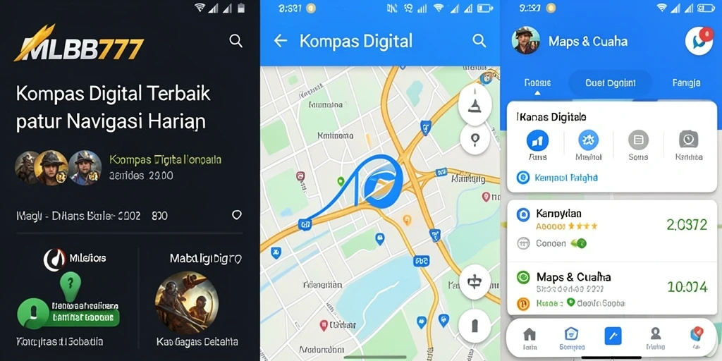 Antarmuka MLBB777 menampilkan kompas digital yang sederhana dan informatif.