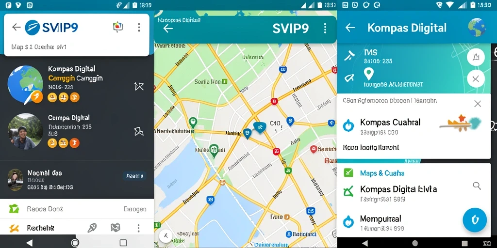 Tampilan antarmuka SVIP9 dengan fungsi kompas digital yang interaktif.