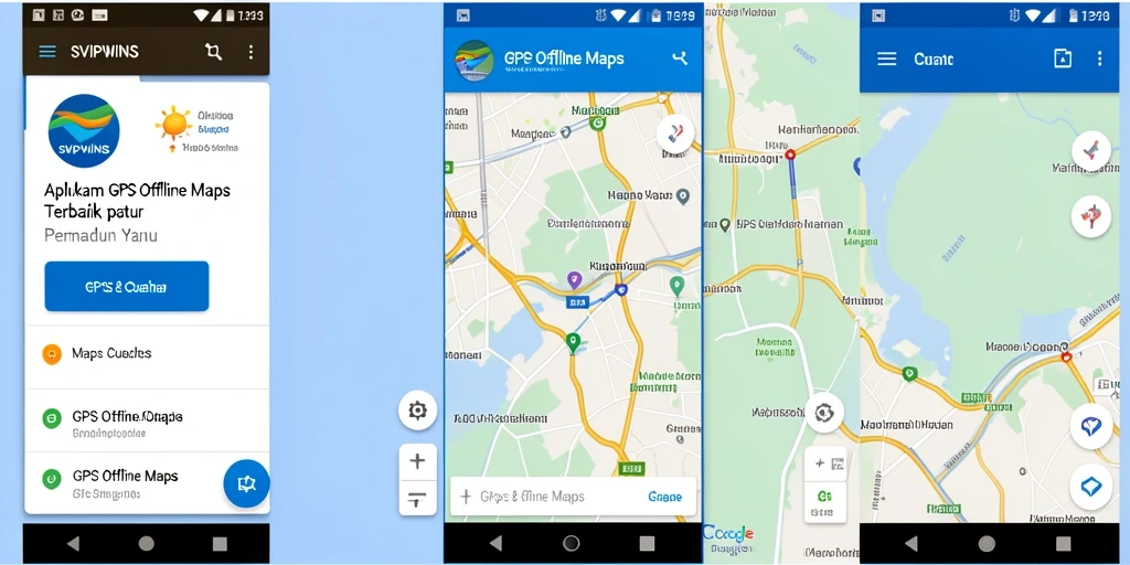 Antarmuka aplikasi SVIPWINS menunjukkan fitur GPS Offline Maps yang intuitif.